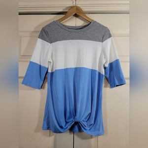 Blue, White, Gray T-shirt with a twist
